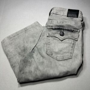 True Religion Geno Rolled up Shorts Women’s Grey Washed Size 14